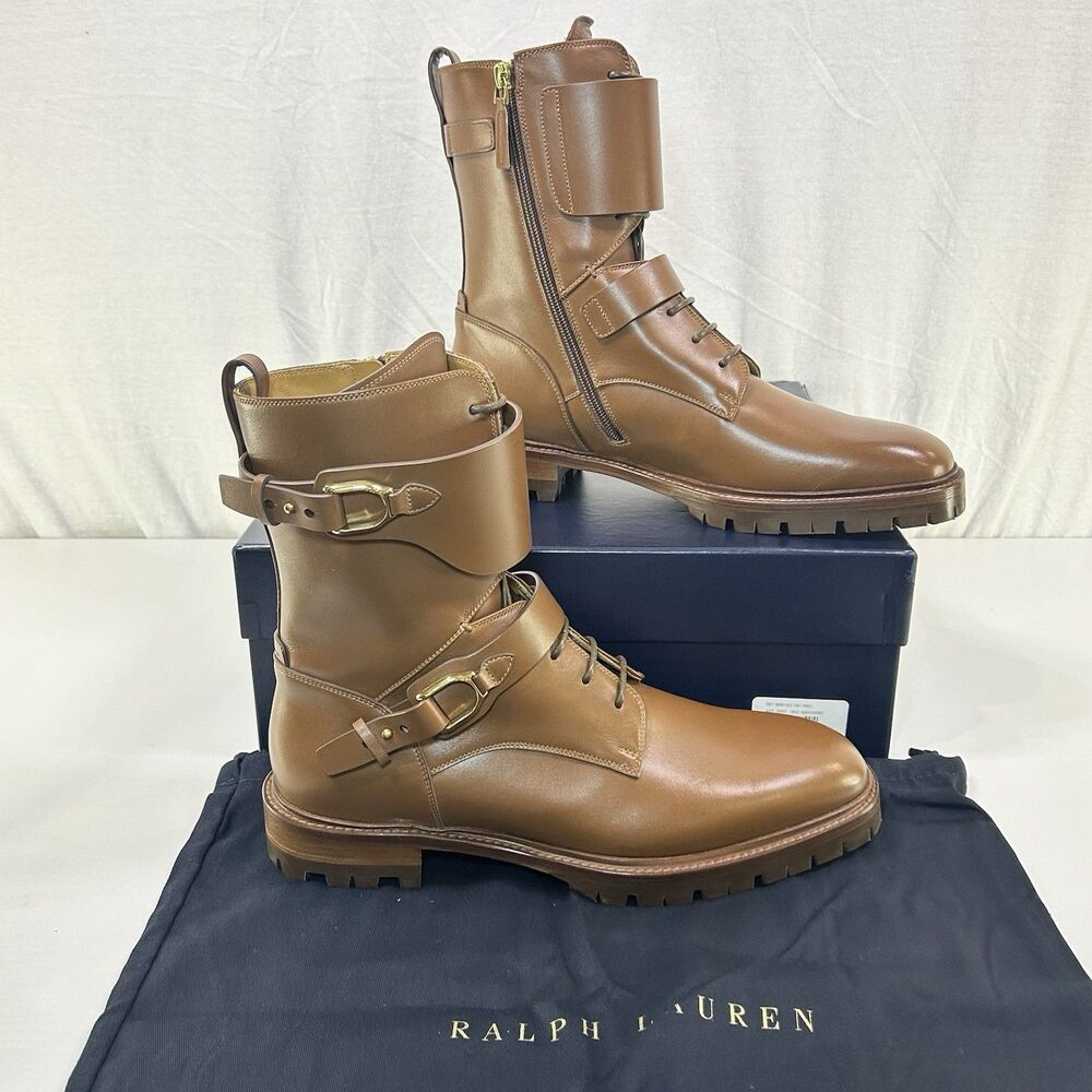 Ralph‎ Lauren purple label marlie welington Burnished Calfskin boots Women 10.5